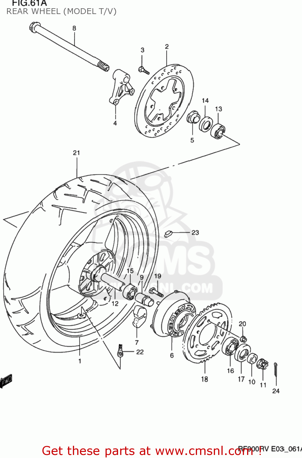 REAR WHEEL (MODEL T/V) RF900R 1995 (S) USA (E03)