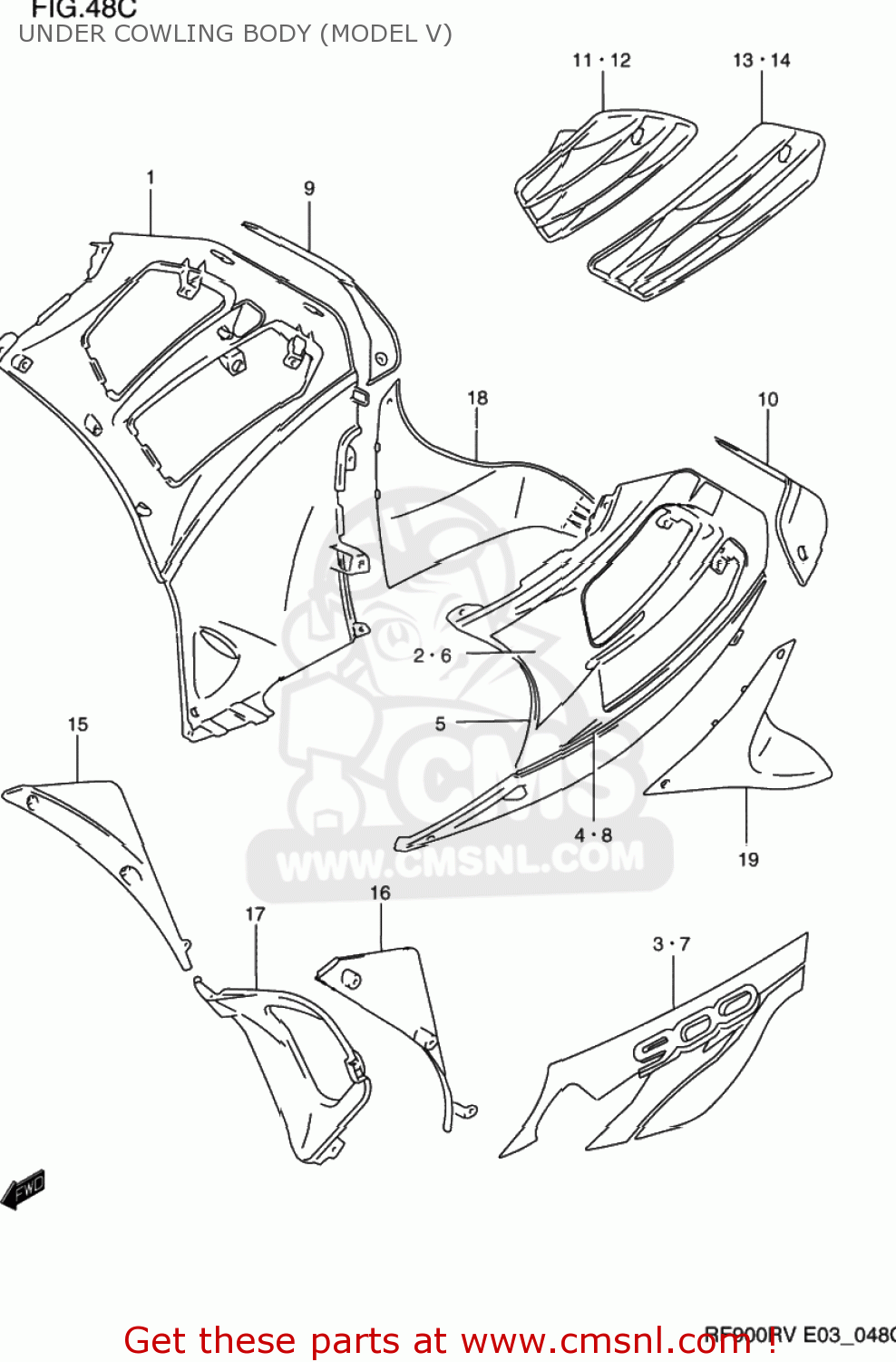UNDER COWLING BODY (MODEL V) RF900R 1995 (S) USA (E03)
