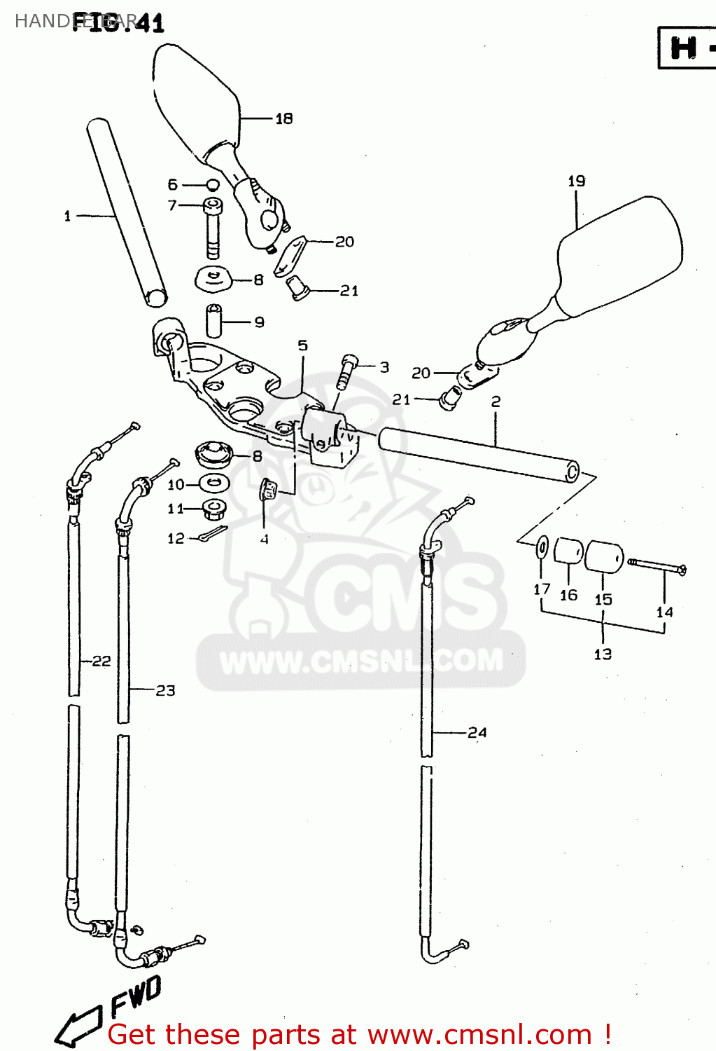 HANDLE BAR RF900R 1995 (S2) (E02 E04 E18 E22 E24 E25 E34 E37)