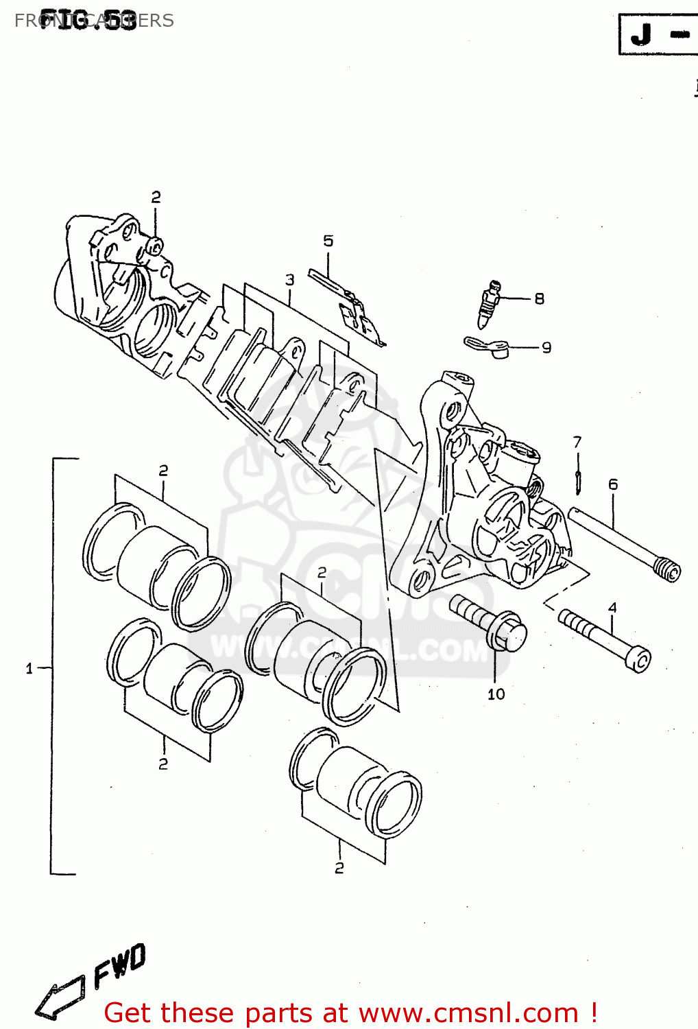 FRONT CALIPERS RF900R 1995 (S2) (E02 E04 E18 E22 E24 E25 E34 E37)