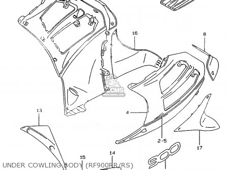 UNDER COWLING BODY (RF900RR/RS) - RF900R 1995 (S2) (E02 E04 E18 E22 E24 E25 E34 E37)