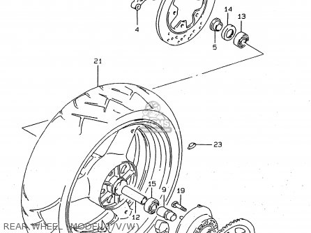 REAR WHEEL (MODEL T/V/W) - RF900R 1995 (S2) (E02 E04 E18 E22 E24 E25 E34 E37)