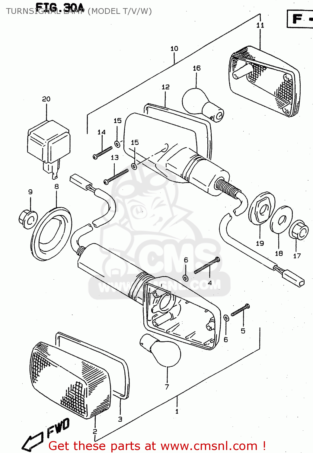TURNSIGNAL LAMP (MODEL T/V/W) RF900R 1996 (T) (E02 E04 E18 E22 E24 E25 E34 E37 E39)