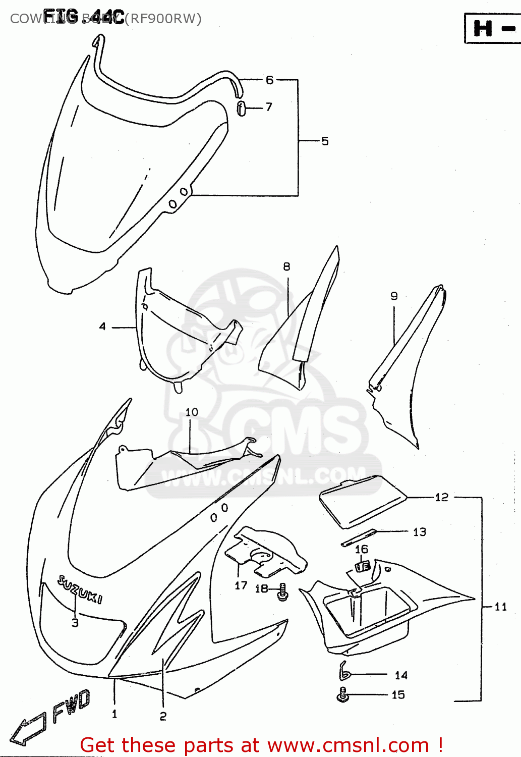 COWLING BODY (RF900RW) RF900R 1996 (T) (E02 E04 E18 E22 E24 E25 E34 E37 E39)