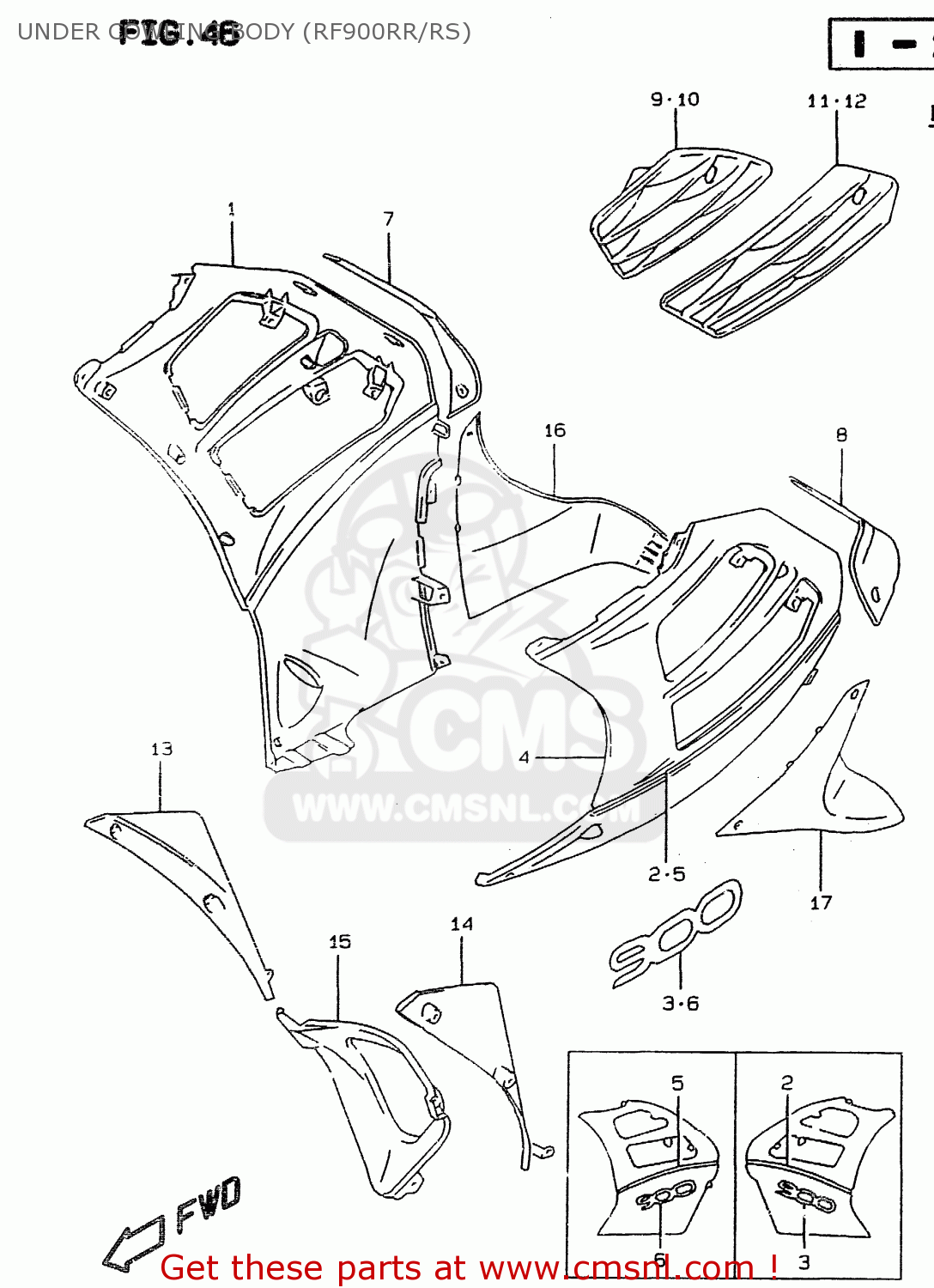 UNDER COWLING BODY (RF900RR/RS) RF900R 1996 (T) (E02 E04 E18 E22 E24 E25 E34 E37 E39)
