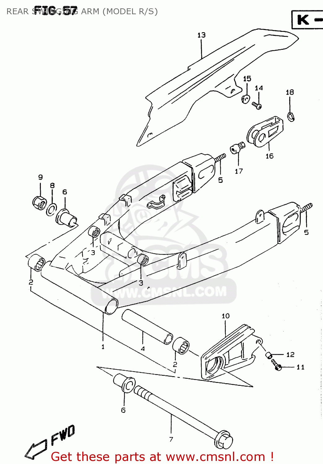 REAR SWINGING ARM (MODEL R/S) RF900R 1996 (T) (E02 E04 E18 E22 E24 E25 E34 E37 E39)