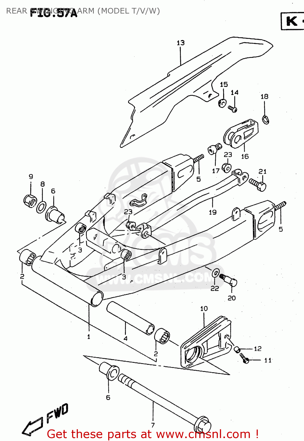 REAR SWINGING ARM (MODEL T/V/W) RF900R 1996 (T) (E02 E04 E18 E22 E24 E25 E34 E37 E39)