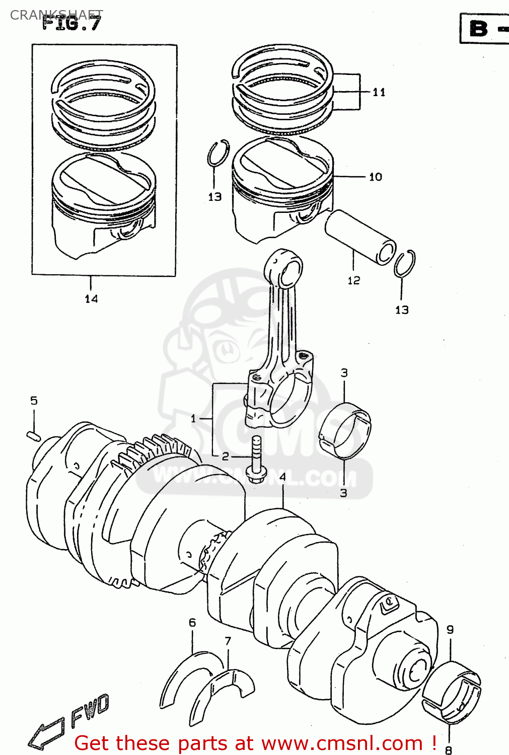 CRANKSHAFT RF900R 1996 (T) (E02 E04 E18 E22 E24 E25 E34 E37 E39)