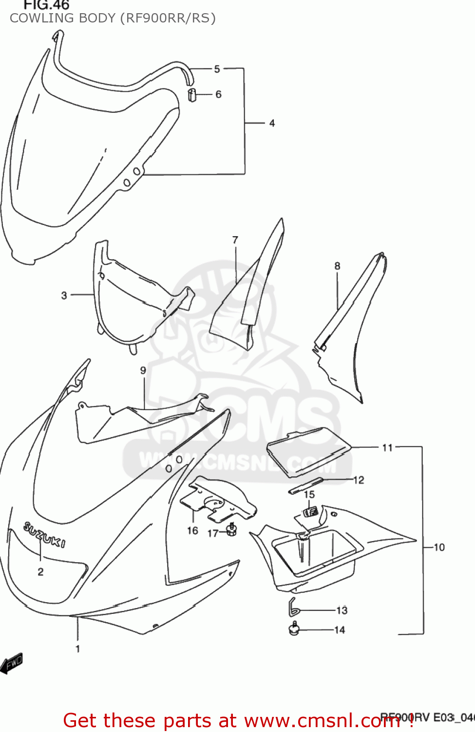 COWLING BODY (RF900RR/RS) RF900R 1996 (T) USA (E03)