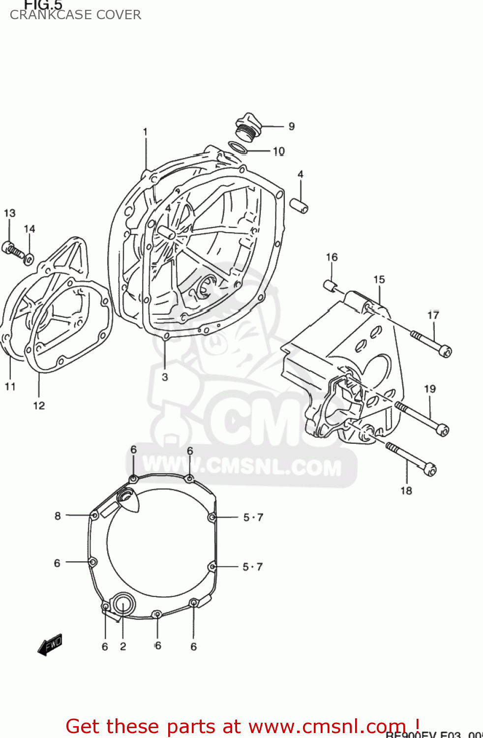 CRANKCASE COVER RF900R 1996 (T) USA (E03)