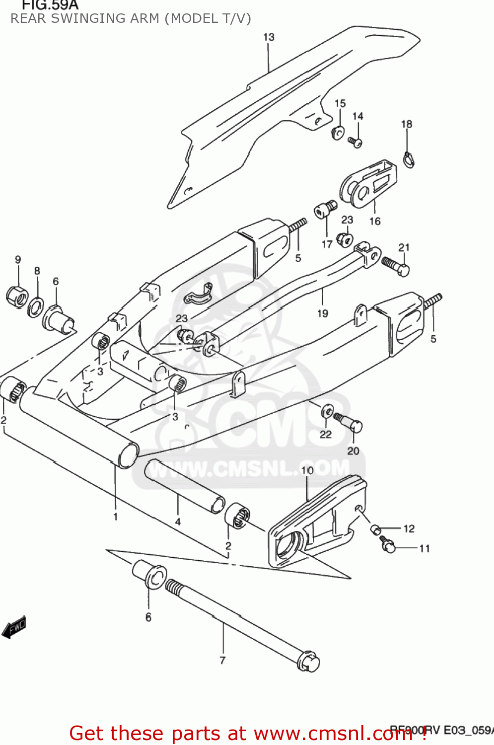REAR SWINGING ARM (MODEL T/V) RF900R 1996 (T) USA (E03)