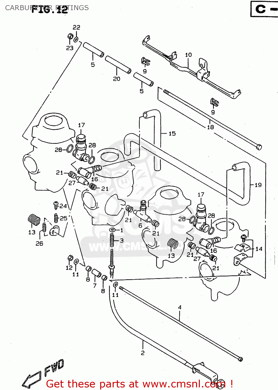 CARBURETOR FITTINGS RF900R 1997 (V) (E02 E04 E22 E24 E25 E34)