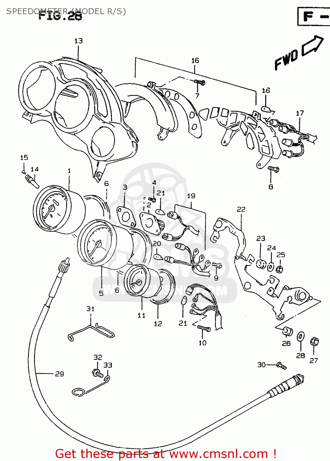 SPEEDOMETER (MODEL R/S) RF900R 1997 (V) (E02 E04 E22 E24 E25 E34)