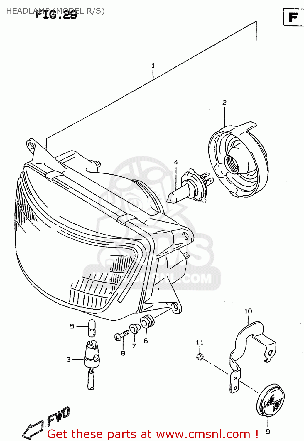 HEADLAMP (MODEL R/S) RF900R 1997 (V) (E02 E04 E22 E24 E25 E34)