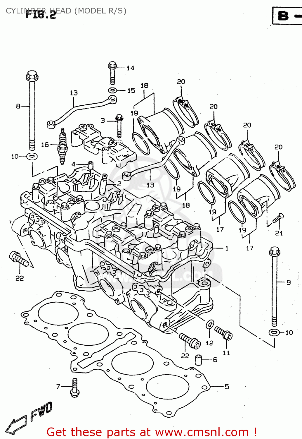 CYLINDER HEAD (MODEL R/S) RF900R 1997 (V) (E02 E04 E22 E24 E25 E34)