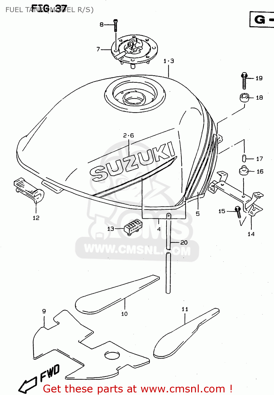 FUEL TANK (MODEL R/S) RF900R 1997 (V) (E02 E04 E22 E24 E25 E34)