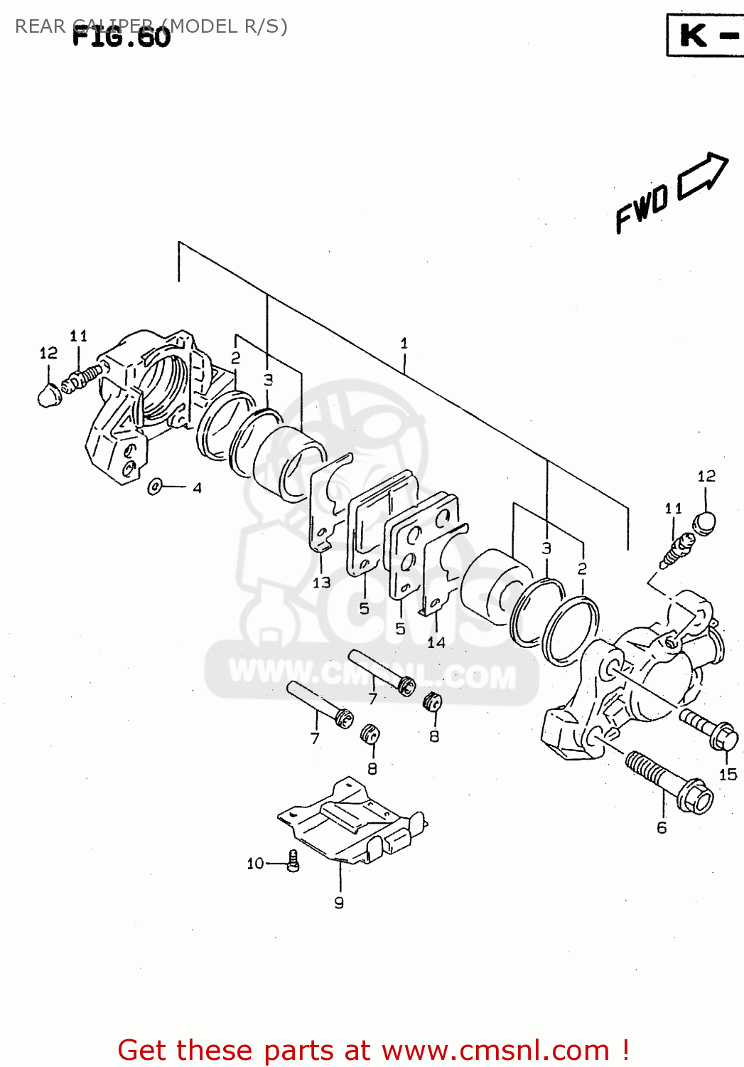 REAR CALIPER (MODEL R/S) RF900R 1997 (V) (E02 E04 E22 E24 E25 E34)