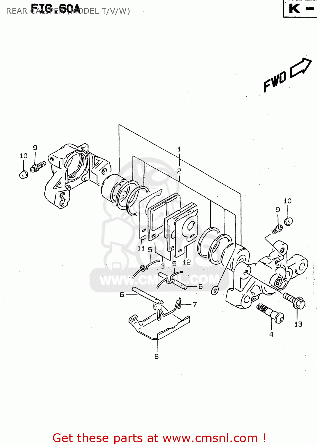 REAR CALIPER (MODEL T/V/W) RF900R 1997 (V) (E02 E04 E22 E24 E25 E34)