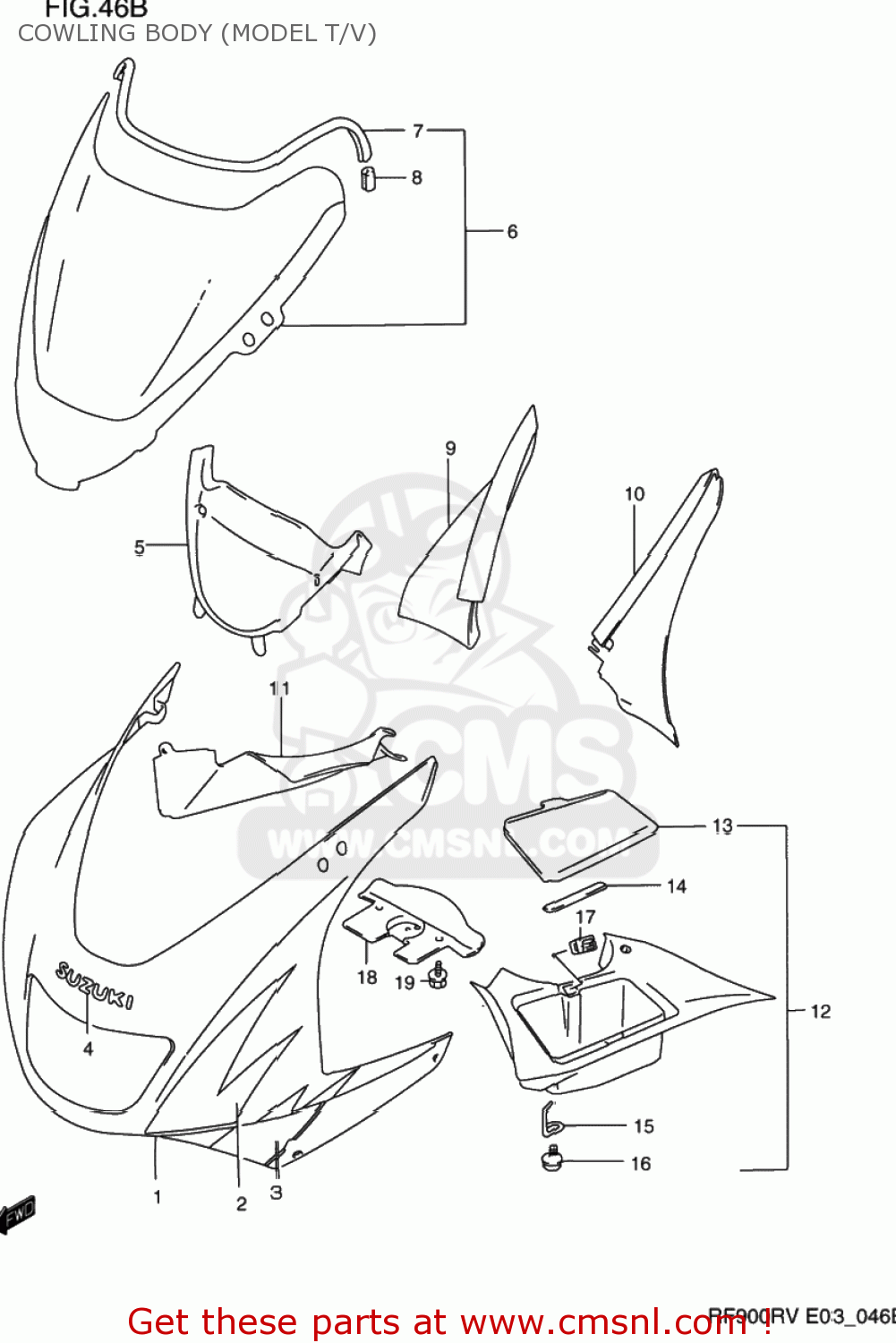 Suzuki RF900R 1997 (V) USA (E03) COWLING BODY (MODEL T/V) - buy ...