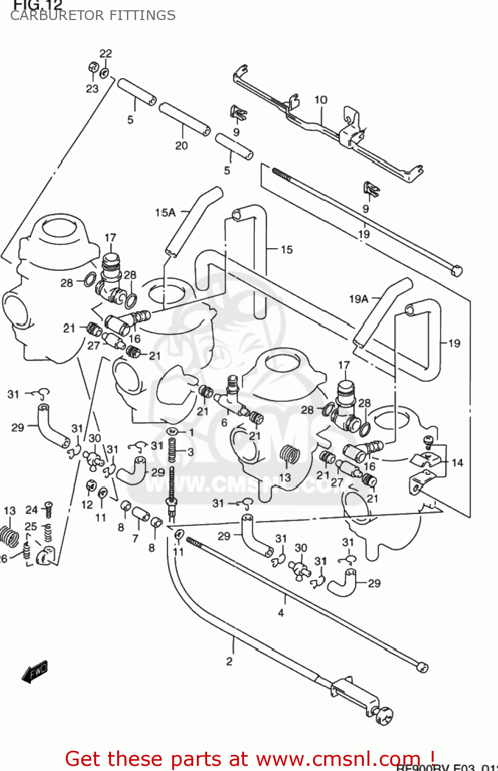 CARBURETOR FITTINGS RF900R 1997 (V) USA (E03)