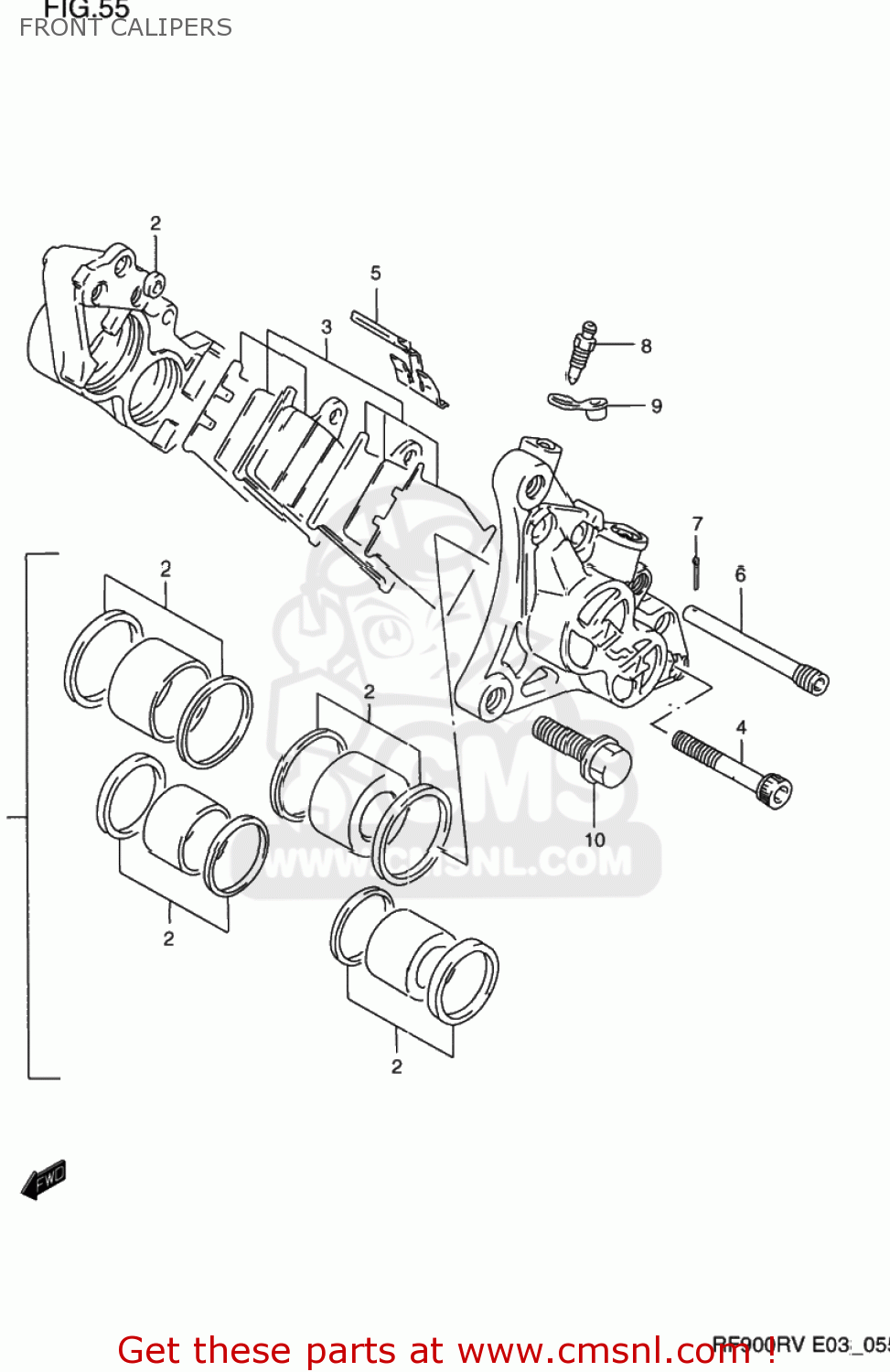 FRONT CALIPERS RF900R 1997 (V) USA (E03)