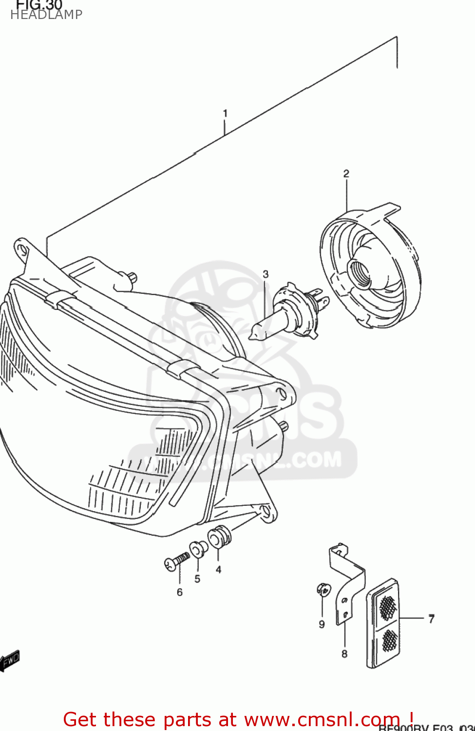 HEADLAMP RF900R 1997 (V) USA (E03)