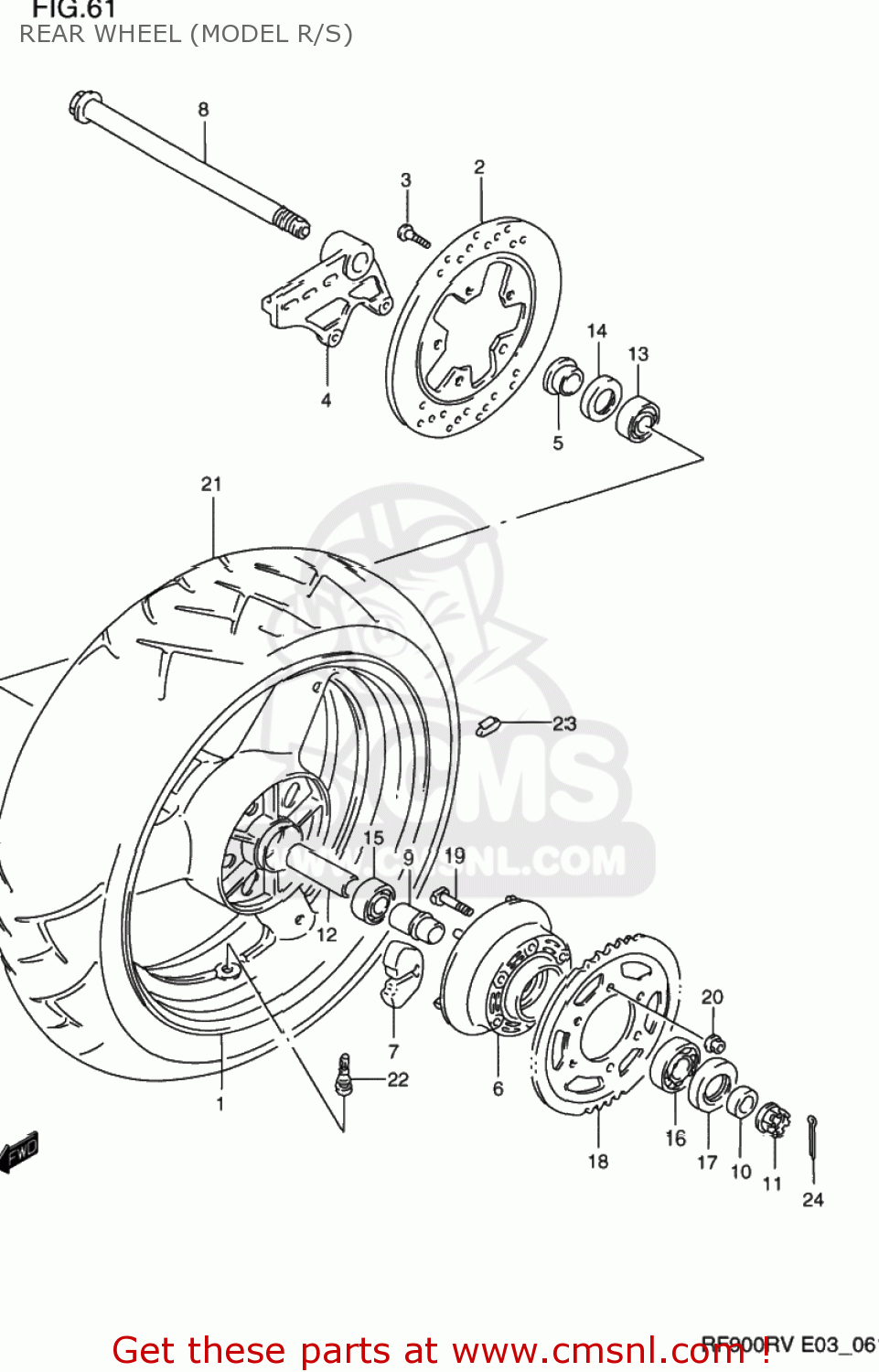 REAR WHEEL (MODEL R/S) RF900R 1997 (V) USA (E03)