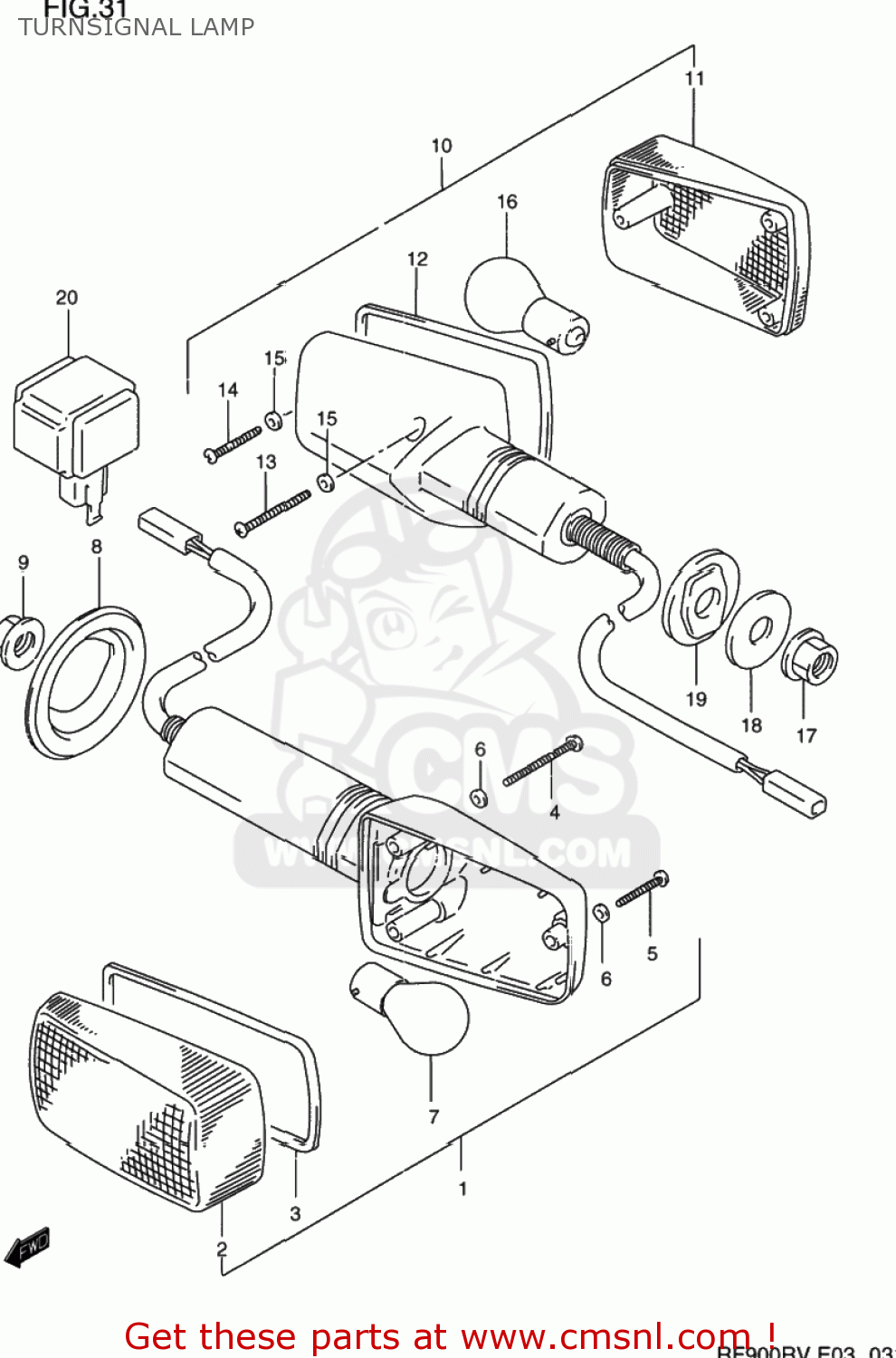 TURNSIGNAL LAMP RF900R 1997 (V) USA (E03)