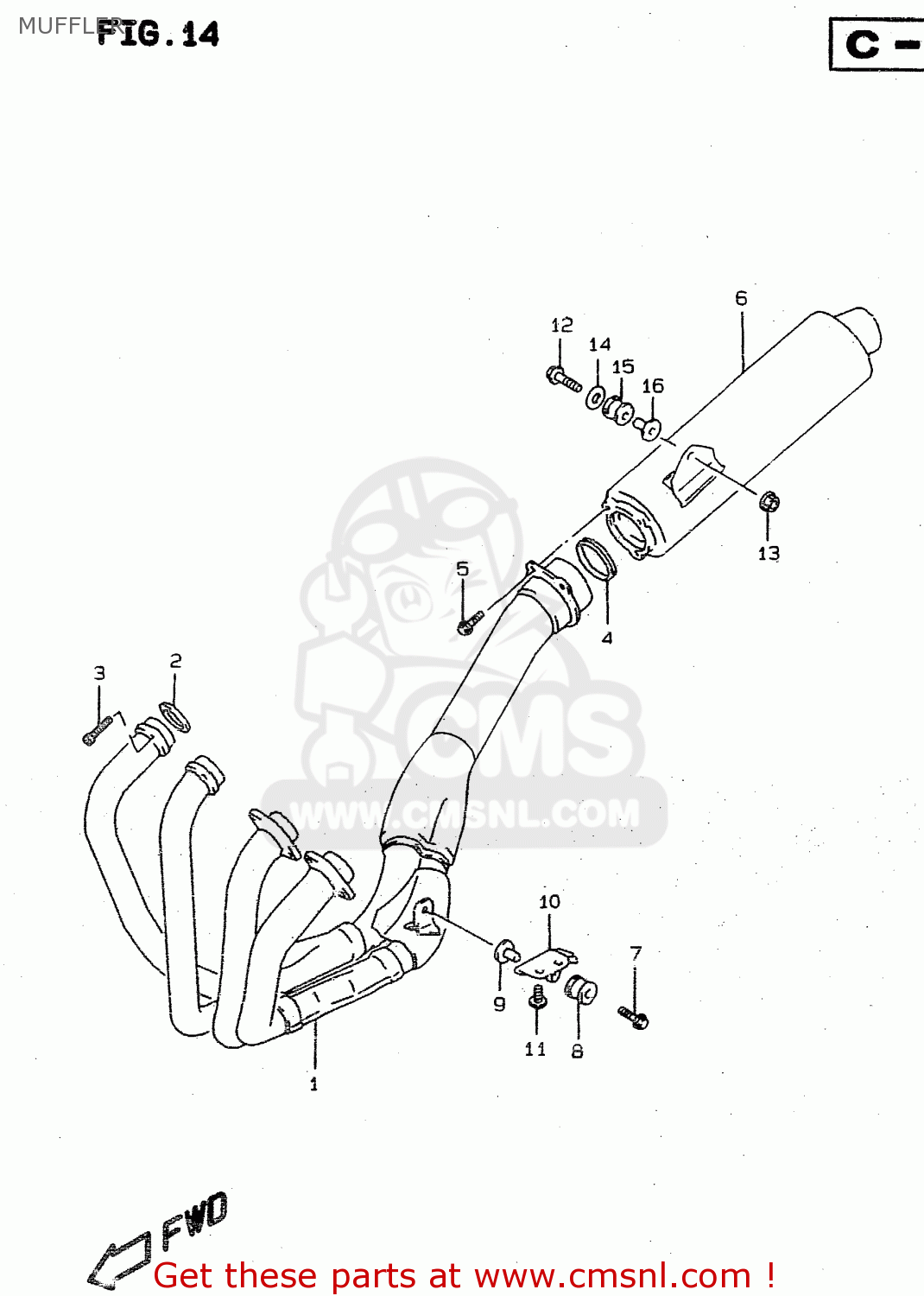 MUFFLER RF900R 1998 (W) (E02 E04 E18 E22 E24 E25 E34 E39) / P37