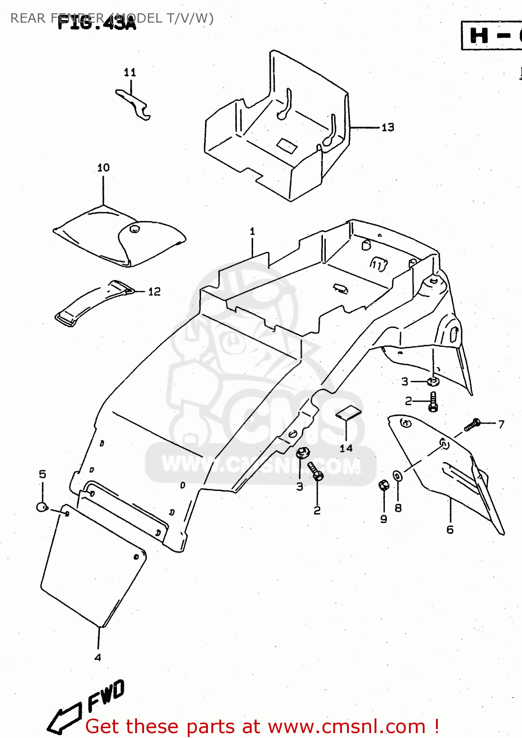 REAR FENDER (MODEL T/V/W) RF900R 1998 (W) (E02 E04 E18 E22 E24 E25 E34 E39) / P37