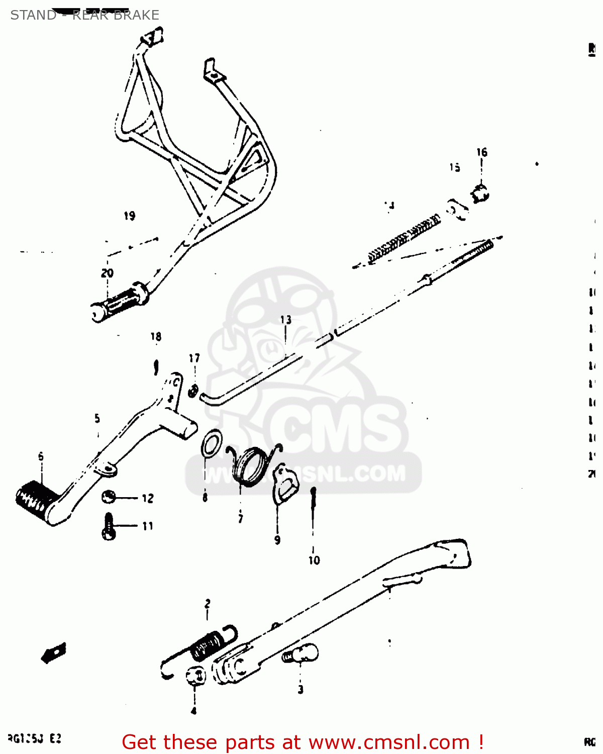 STAND - REAR BRAKE RG125A 1988 (J) (E04 E15 E17 E18 E30)
