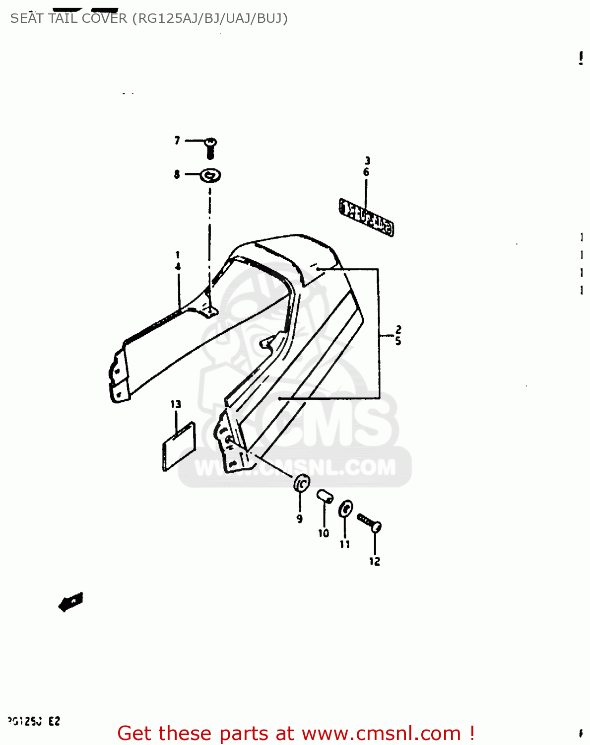 SEAT TAIL COVER (RG125AJ/BJ/UAJ/BUJ) RG125A 1988 (J) (E04 E15 E17 E18 E30)