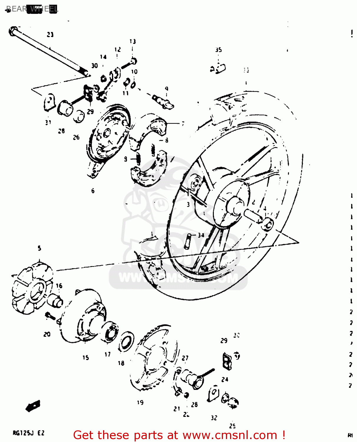 REAR WHEEL RG125B 1988 (J)