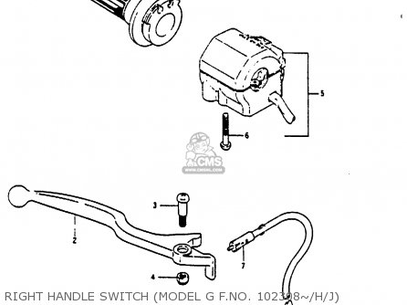 RIGHT HANDLE SWITCH (MODEL G F.NO. 102308~/H/J) - RG125B 1988 (J)