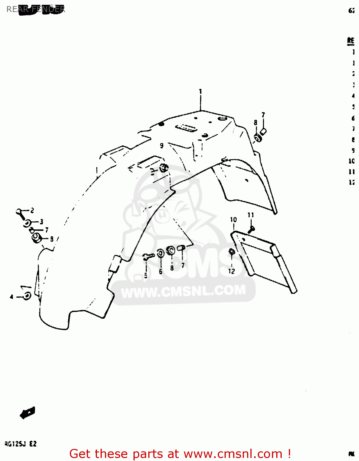 REAR FENDER RG125BU 1988 (J) (E02 E04)