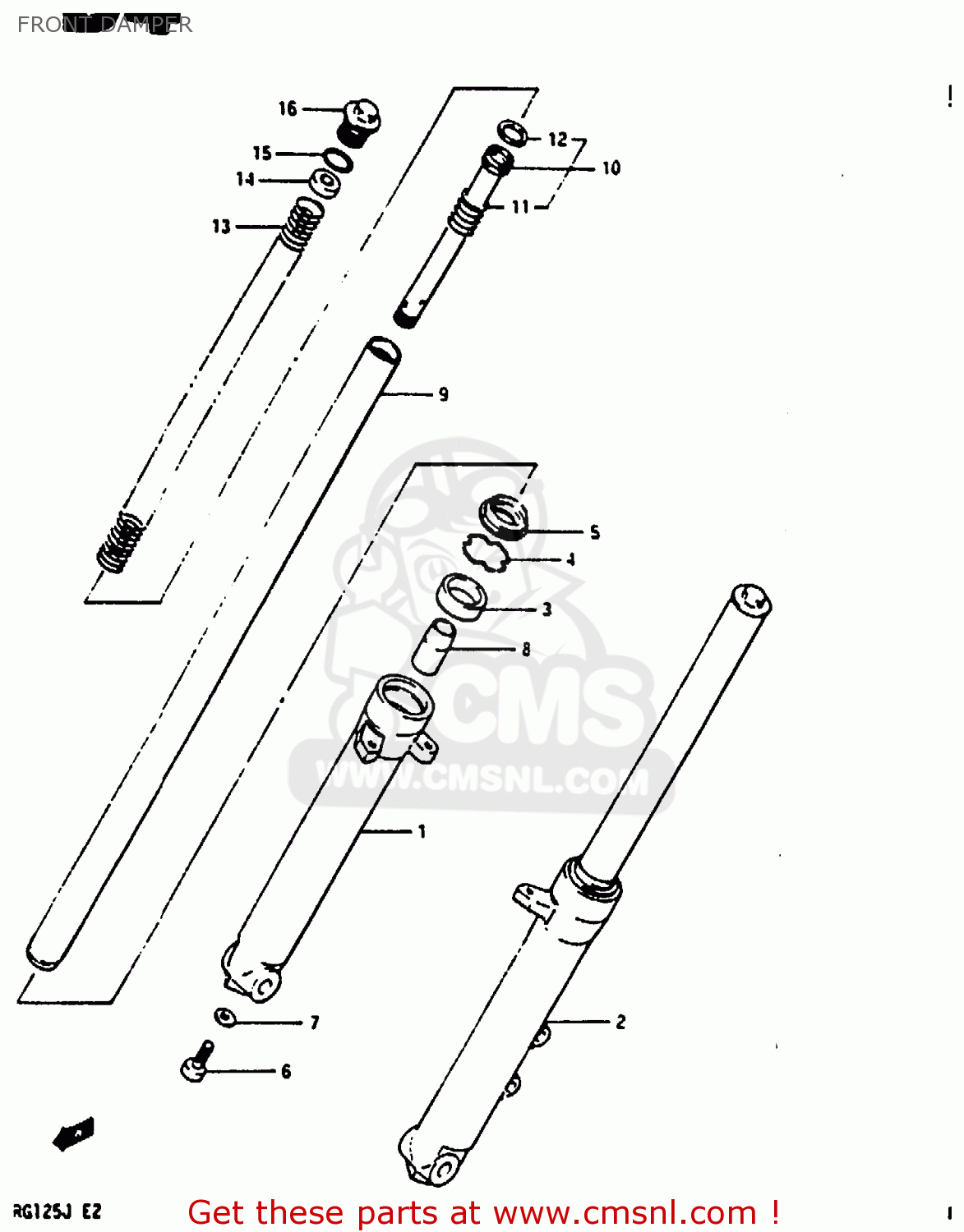 FRONT DAMPER RG125C 1986 (G) (E02 E04 E15 E17 E18 E21 E24 E30)