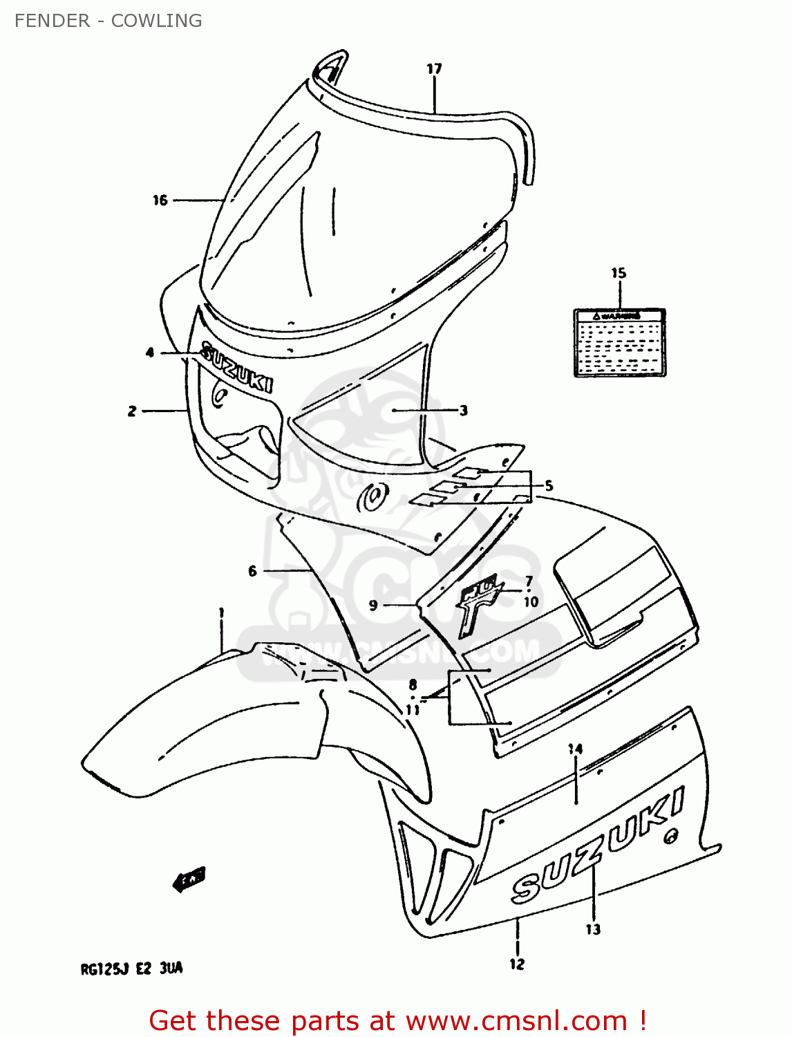 FENDER - COWLING RG125C 1986 (G) (E02 E04 E15 E17 E18 E21 E24 E30)