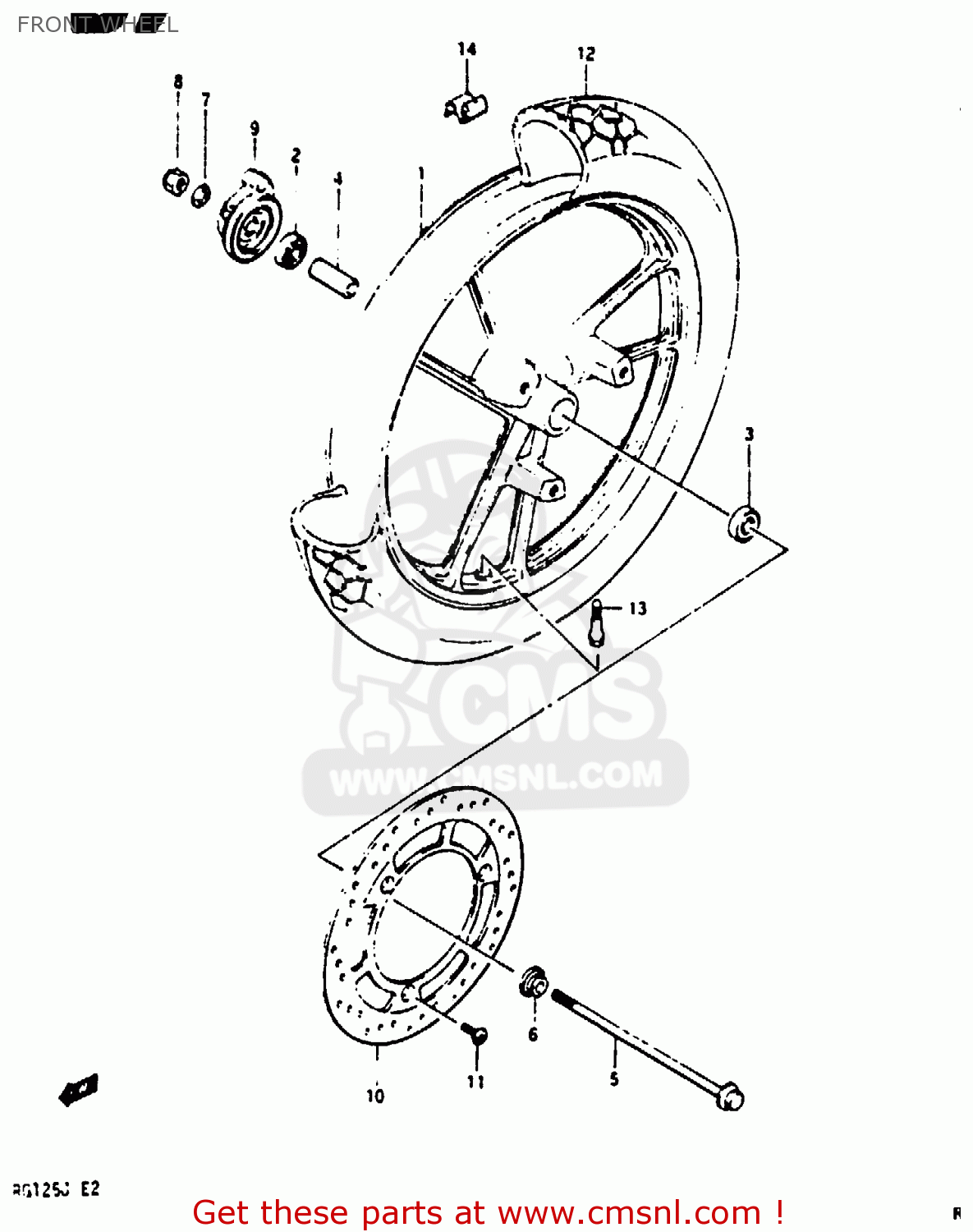 FRONT WHEEL RG125C 1986 (G) (E02 E04 E15 E17 E18 E21 E24 E30)