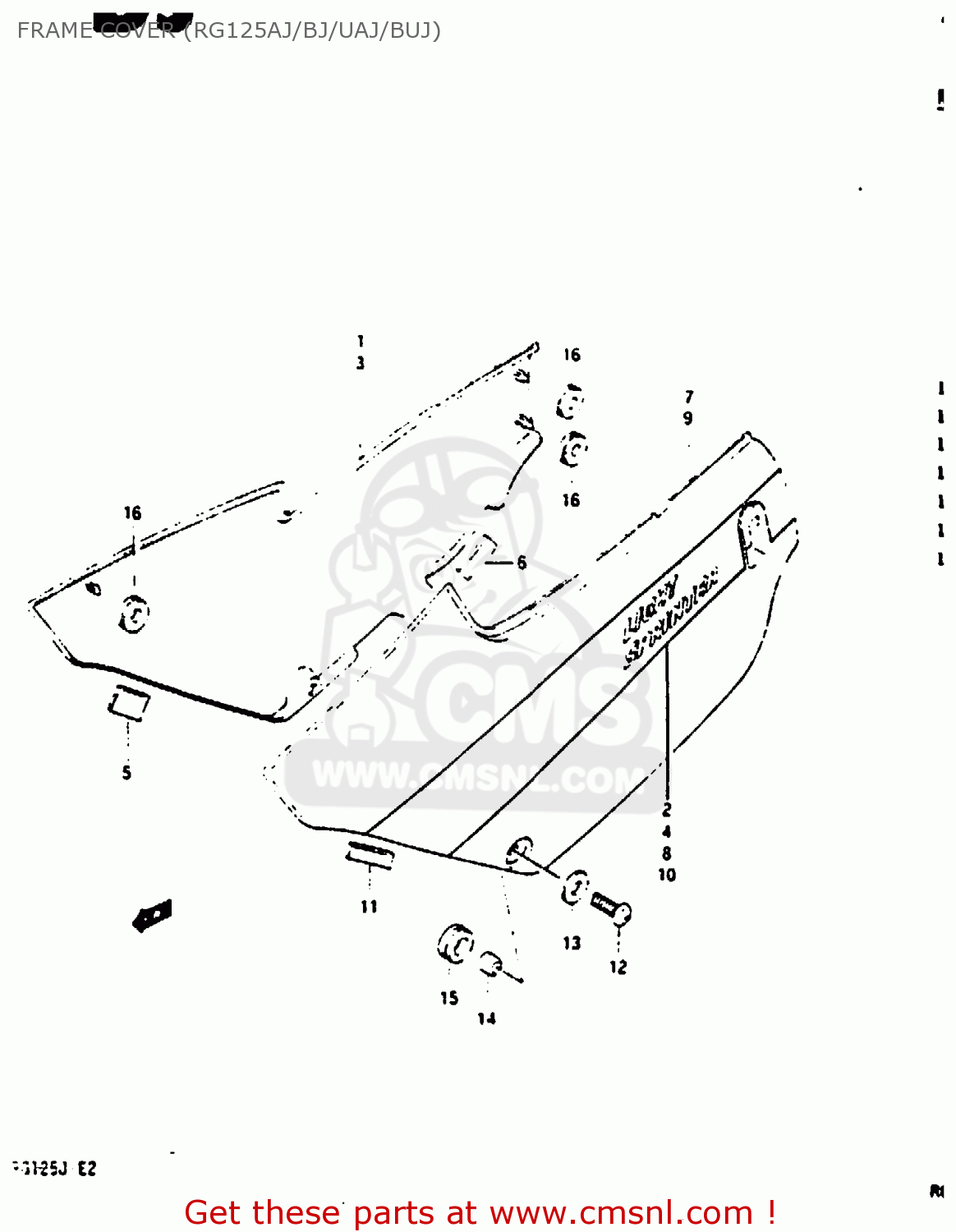 FRAME COVER (RG125AJ/BJ/UAJ/BUJ) RG125C 1987 (H) (E02 E04 E15 E17 E18 E30 E53)