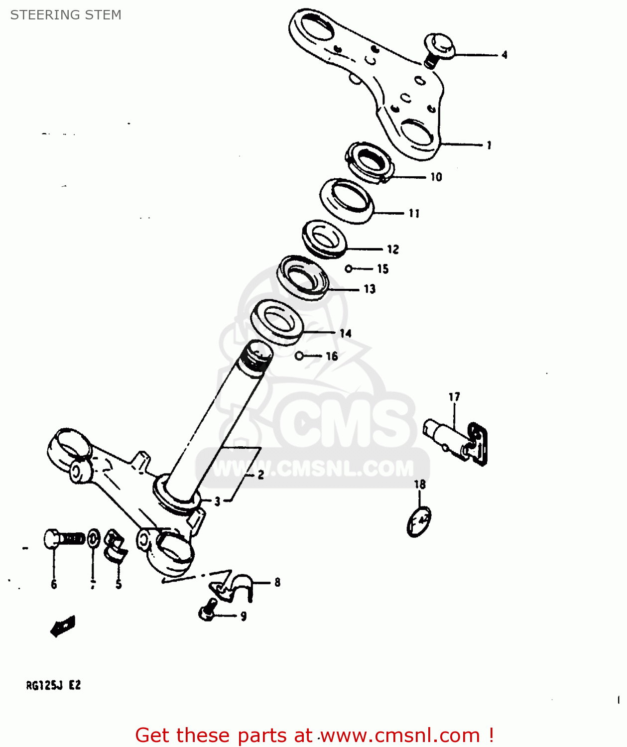 STEERING STEM RG125C 1987 (H) (E02 E04 E15 E17 E18 E30 E53)