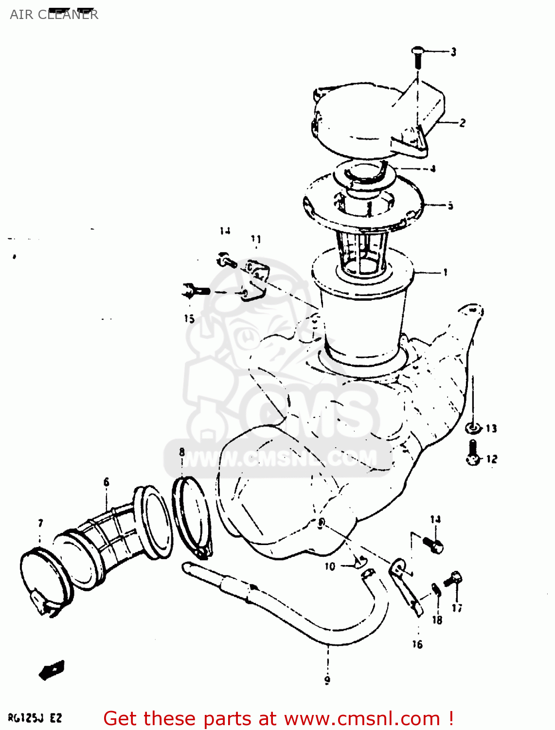 AIR CLEANER RG125C 1987 (H) (E02 E04 E15 E17 E18 E30 E53)
