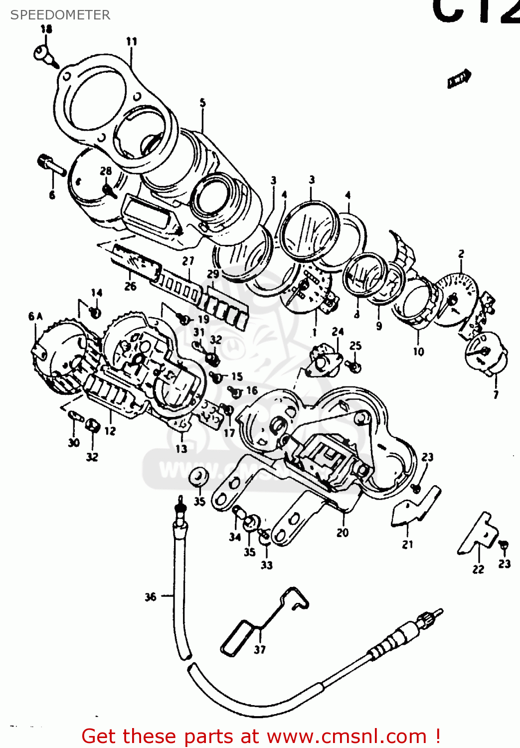 SPEEDOMETER RG125F 1992 (N) (E01 E02 E04 E15 E17 E18 E34)