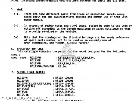 * CATALOG PREFACE * - RG125F 1992 (N) (E01 E02 E04 E15 E17 E18 E34)