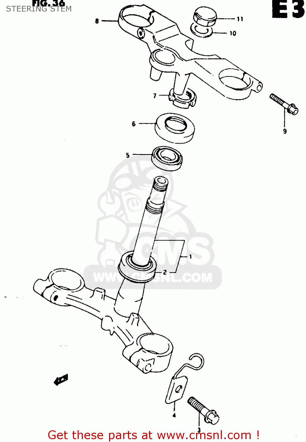 STEERING STEM RG125F 1993 (P) (E01 E15 E17 E18 E34)