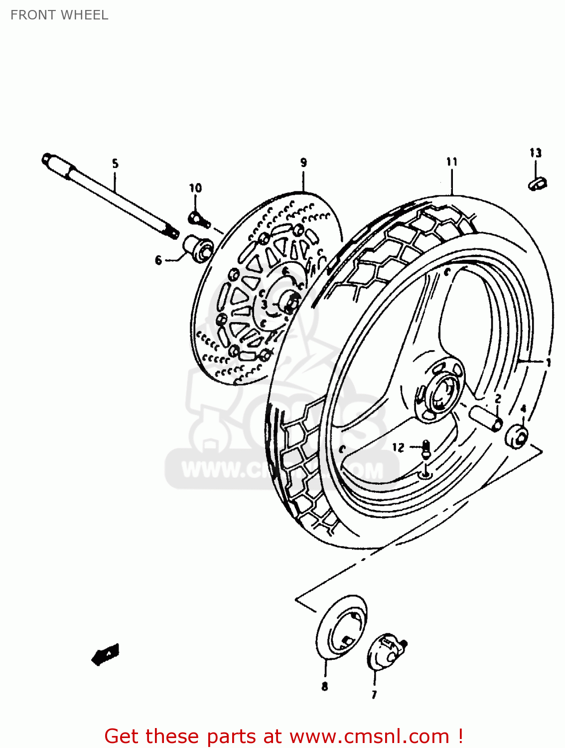 FRONT WHEEL RG125F 1993 (P) (E01 E15 E17 E18 E34)