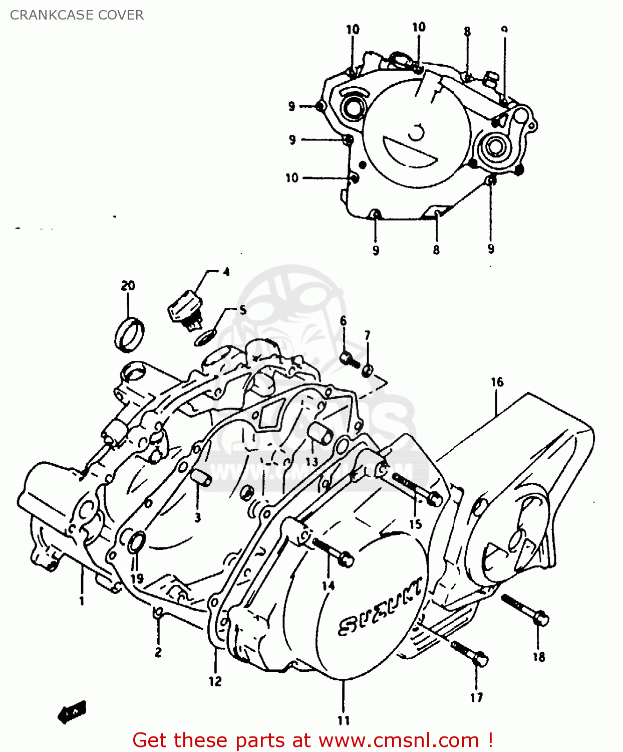 CRANKCASE COVER RG125F 1993 (P) (E01 E15 E17 E18 E34)