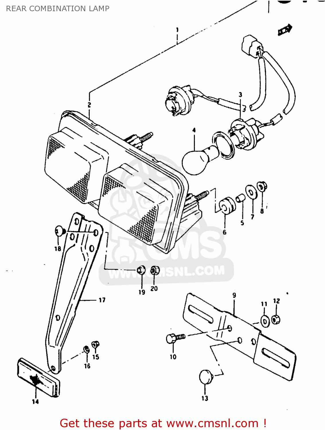 REAR COMBINATION LAMP RG125F 1994 (R) (E15 E18 E34)