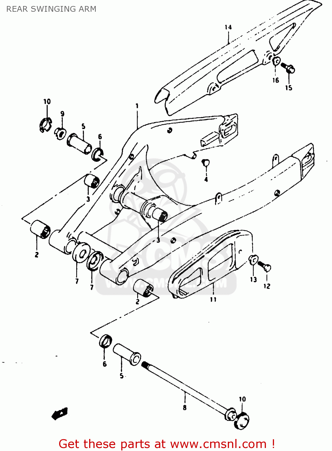 REAR SWINGING ARM RG125F 1994 (R) (E15 E18 E34)