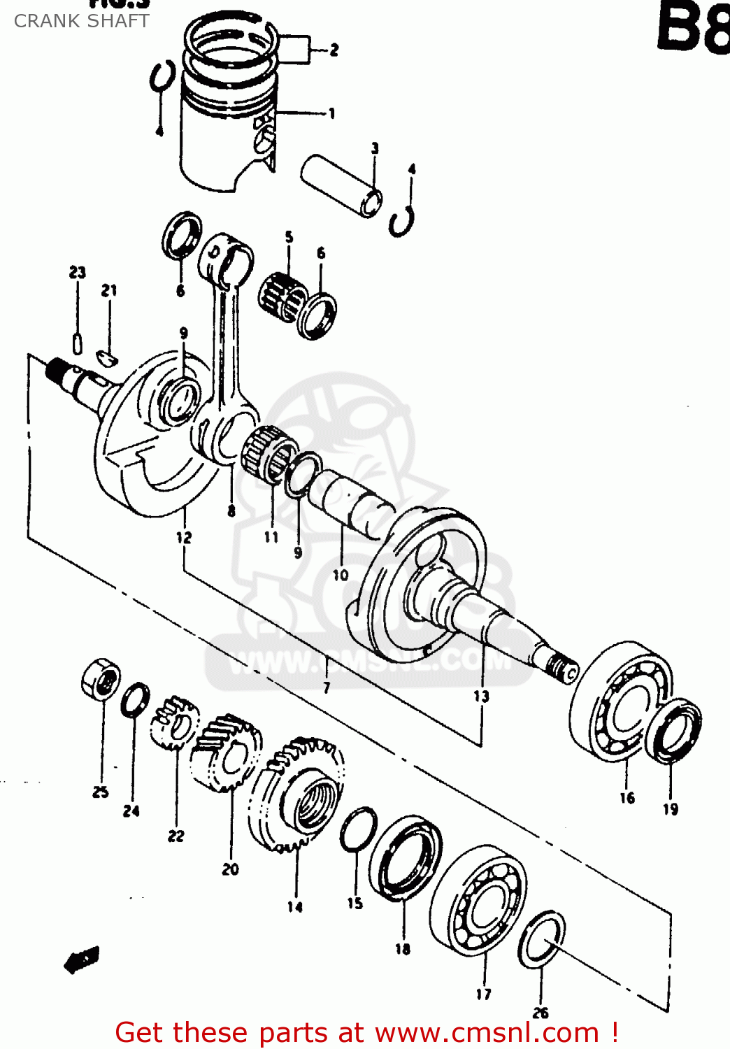 CRANK SHAFT RG125F 1994 (R) (E15 E18 E34)