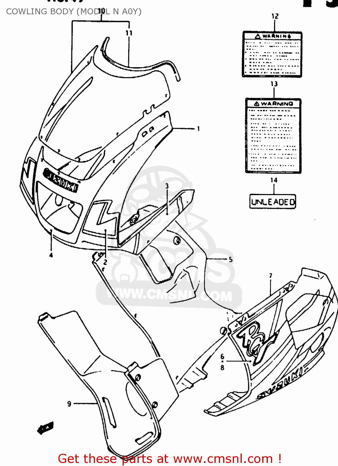COWLING BODY (MODEL N A0Y) RG125FU 1992 (N) (E02 E04)